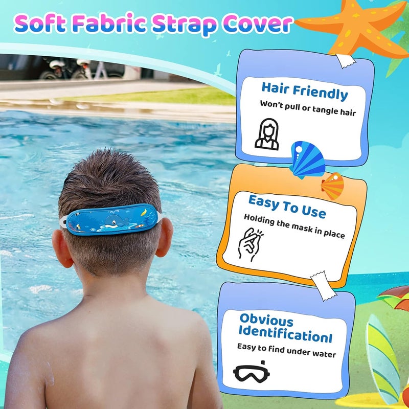 Vvinca Kids Swim Goggles with Fabric Strap No Tangle Pain-Free, Anti-Fog Swimming Pool Goggle No Leak for Toddlers Girls Boys - Image 5